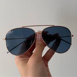 Ray-Ban Reverse Aviator Sunglasses, Dark Blue and Rose Gold